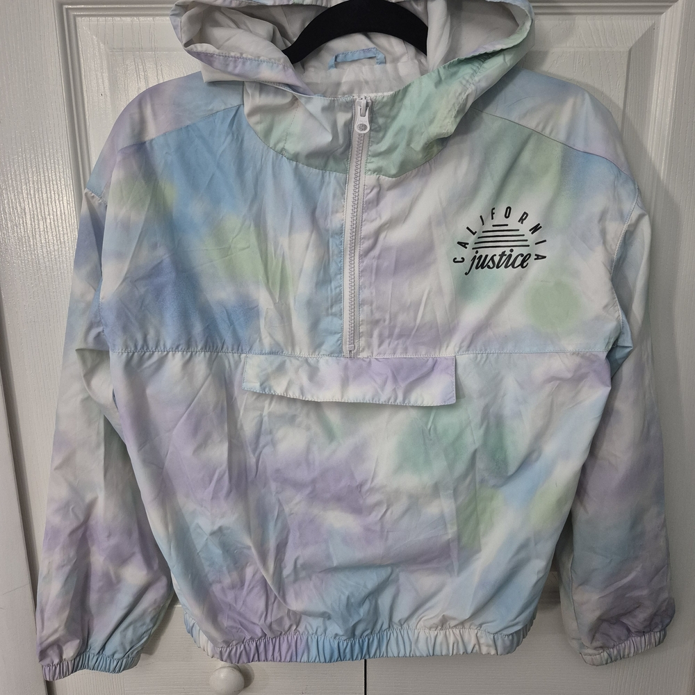 Justice Tie-Die Design Water Resistant Windbreaker Jacket Sz 14/16